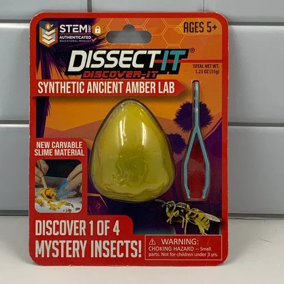 Dissect-It Discover-It Synthetic Ancient Amber Lab STEM Toy Mystery Insect Kit - Picture 1 of 4